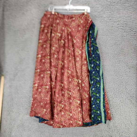 Dresses & Skirts - Reversible Wrap Skirt Womens One Size Red Blue Floral